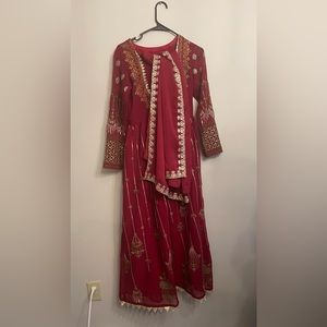 Red Embroidered Maxi